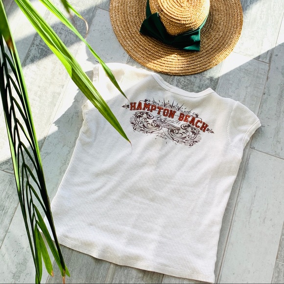 Pologarage Hampton Beach WAFLE Tee Tshirt crop top - Picture 2 of 8
